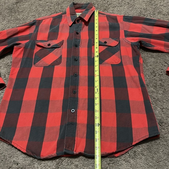 Men’s Vintage Cotton Flannel-Sz M-Red&Black Buffalo Plaid - Picture 9 of 15